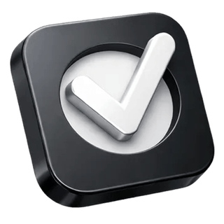 3D confirmation tick icon on the about page of Frank Pledgentance